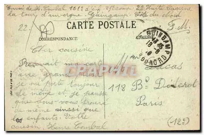 Guingamp — A Igreja de Nossa Senhora e Praça do Centro — Coleção Thirel-Hamon, Guingamp — Verso