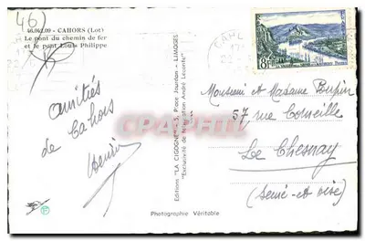 Cigogne — Most Louis Philippe i most kolejowy — Wydawnictwo 'La Cigogne' — Rewers