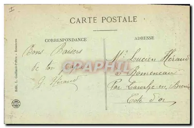 Belfort — O Castelo e o Leão — Ed. L. Gaillard-Frétre, Besançon, n° 956 — Verso