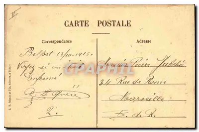 Belfort - A Porta da França (demolido em 1892) — J. B. Schamit & Fils, editor — Verso