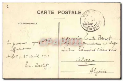 Belfort — Wieża Miotte, widok z Glacis — Wydawca J. Deyon & Frères — Rewers