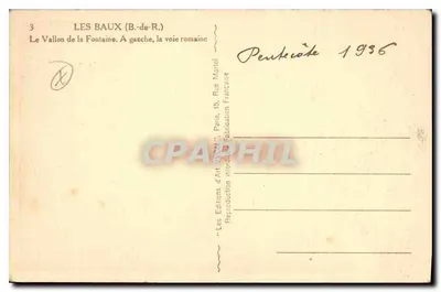 Les Baux (B.-du-R.) — Dolina Fontaine, z drogą rzymską — Wydawnictwo Sztuki Wahn, Paryż — Rewers
