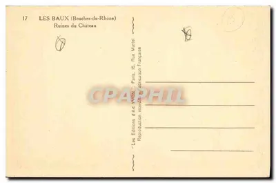 Les Baux (Bouches-du-Rhône) — Ruiny zamku — Wydawnictwo Sztuki YVON, Paryż — Rewers