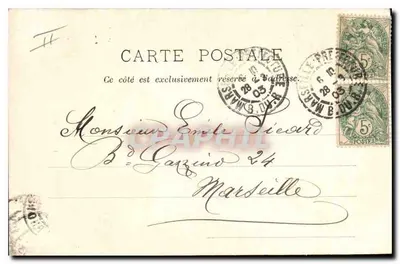 Cena provençal — músico e duas mulheres — Papeterie Germanet, Aix — Verso