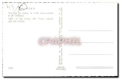 Gien — widok na Loirę, odbudowaną miasto i zamek — Estel — Rewers