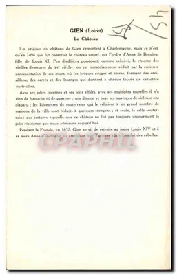 Gien (Loiret) — Zamek — Kolekcja Solution Pantanberge — Rewers