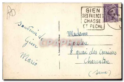 Gien (Loiret) — Het Kasteel en de Brug — Coll. Trippé — Achterkant