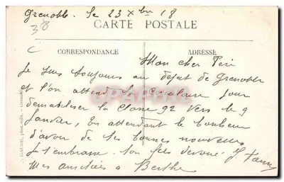 Grenoble — As Avenidas da Estação e de Alsácia-Lorena, os Alpes — J. GAUDE, fot. edit. — Verso