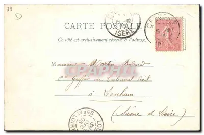 Grenoble — Most wiszący, nabrzeże Perrière i Klasztor św. Marii — Papeterie Alp, nr 39 — Rewers