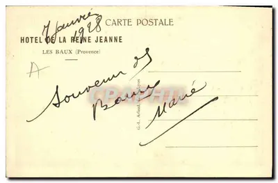 Les Baux — Widok wioski wzniesionej — Hôtel de la Reine Jeanne — Rewers