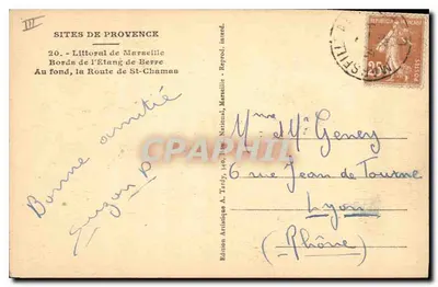 Margens do Lago de Berre — Litoral de Marselha — Edição Artística A. Tardy — Verso