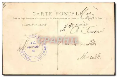 Roquefavour — Przyjazd do Klasztoru Vallon St-Honorat — Fototypia R. Lacoour — Marsylia, nr 3586 — Rewers