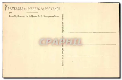 Les Alpilles widziane z drogi do St-Remy-aux-Baux — Wydawnictwo Sztuki YVON, Nauilley-s/s — nr 10 — Rewers
