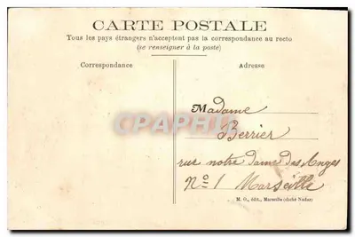 Marseille — Exposition Coloniale 1906 : Vue panoramique du Palais de Madagascar — M. O., éditeur (chiché Nadar) — Verso