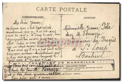 Marseille — Nossa Senhora da Guarda — editor desconhecido, número de série não visível — Verso