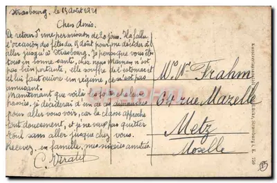 Els. 1. Strasbourg — Kais. Hauptpostamt — editor não visível — Verso