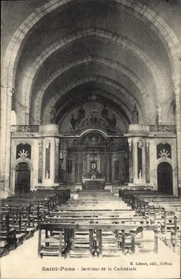 Saint-Pons — Interior da Catedral — E. Létuvé, editor, St-Pons