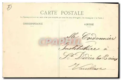 Lamalou-les-Bains - El Cuadrado — estatua de mármol — E. Duchêne, joyero, Avenue Charcot — Reverso