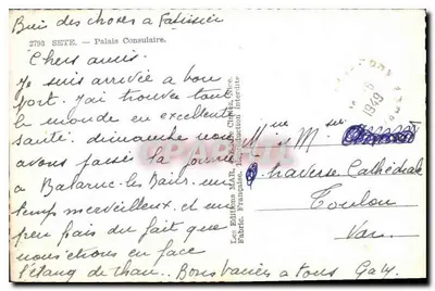Boulevard dos Chônes em Sète — Palácio Consular — Edições MAR — Verso