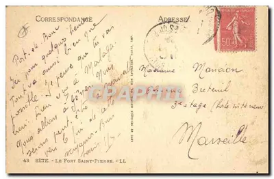 O Forte Saint-Pierre — Sète — editor Lett et Meunier, n°43 — Verso