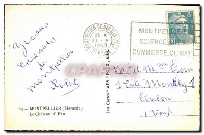 O Castelo d'Água — Montpellier — As Cartas de APA, Aibl — Verso