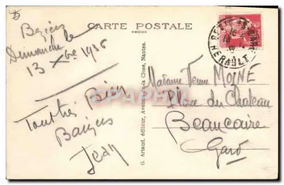 Béziers - A Fonte - Praça Jean-Jaurès — G. Arlaud, editor, n°55 — Verso