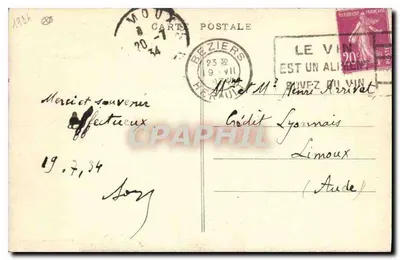Béziers poetyczny i malowniczy — Rzeka Orb — Wydawca Claretton - Béziers, nr 13 — Rewers