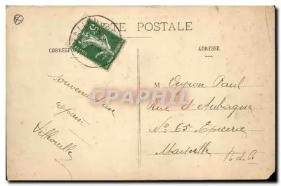 Bilhete postal antigo Mallemort entrada do Ponte Suspensa — Verso