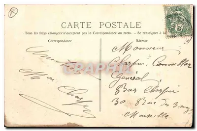 Bilhete postal antigo Gemenos a capela de São Martinho em Saint Pons — Verso