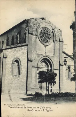 St-Cannat — A Igreja após o terremoto de 11 de junho de 1909 — P. Ruat, editor. Marselha