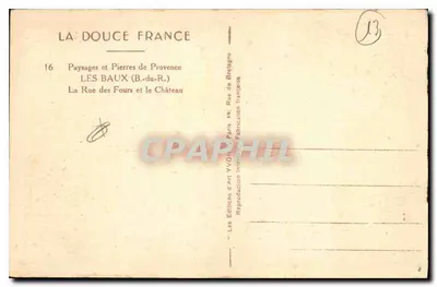Les Baux-de-Provence — A Rua dos Fornos e o Castelo — Edições d'Art YVON, Paris — Verso