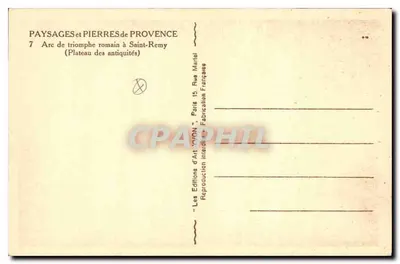 Rzymski portal triumfalny w Saint-Rémy — Plateau des antiquités — Les Éditions d'Art Yvon, Paryż — Rewers