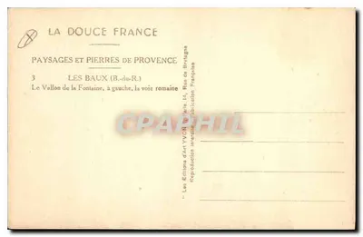 Les Baux (B.-du-R.) — A Vala da Fonte, à esquerda, a via romana — Yvon — Verso