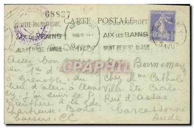 Grand Som (2033 m. alt.) — Massif de la Grande Chartreuse — B.F., PARIS — Verso