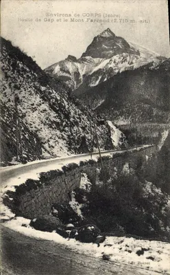 Environs de CORPS (Isère) — Estrada de Gap e o Mont Farraud (2.715 m. alt.) — Édit. Bouvet