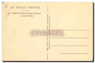 Publiczny ogród — Perpignan (Pyrénées-Orientales) — Les Éditions d'Art Yvonne, Paryż — Rewers