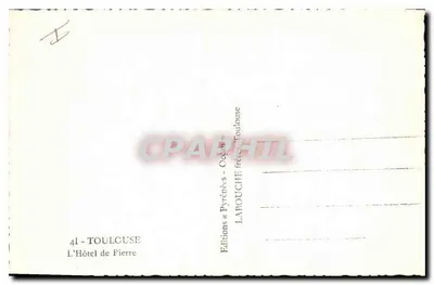 L'Hotel de Pierre — Toulouse — Edizioni « Pyrénées-Océan » — Verso