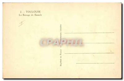 Toulouse — El Molino de Bazacle — Impreso en Francia — Reverso
