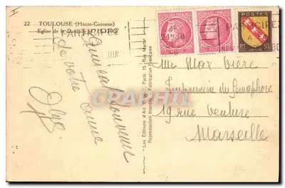 Toulouse — Katedra Daurade (1711) — Les Éditions d'Art Y. Laurent — Rewers