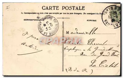 Avignon — Vue d'ensemble du Palais des Papes, des Remparts et du Rhône — Éditeur : Billi & F. Beau, n° 2031 — Verso