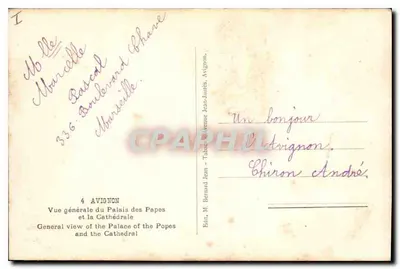 Palácio dos Papas — Avignon — Edição M. Bernard Jean, Avignon — Verso