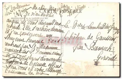 Stara pocztówka Hotellerie de La Sainte Baume St Zacharie — Rewers