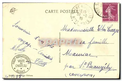 Zamek Haut-Kœnigsbourg — widok z lotu ptaka — Fotografia firmy Arienne Francuskiej, nr 1218 — Rewers