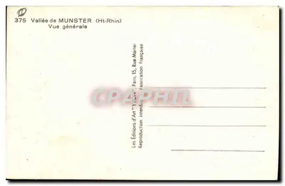 Wąwóz Munster (Haut-Rhin) — Widok ogólny — Wydawnictwo Sztukowe 'YVON', Paryż — Rewers