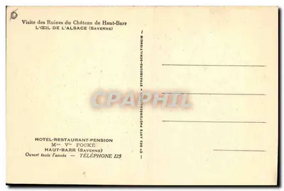 Le Haut-Barr — panoramiczny widok ruin i krajobrazu — n°42 — Rewers