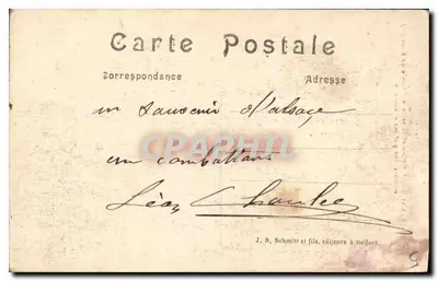 Romagny — Kościół i szkoła bombardowane przez Niemców — J. B. Schmitt i syn, wydawcy w Belfort, nr 9 — Rewers