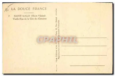 Saint-Malo — Velha Rua da Cidade dos Corsários — Éditions d'Art Yvon, Paris — Verso
