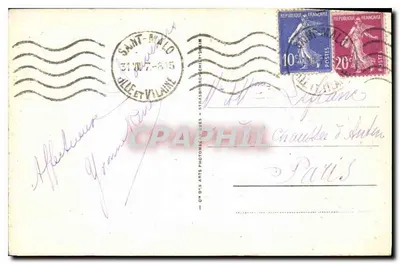 St-Malo - A Grande Praia, o Casino e a Torre dos Moinhos — Bilhete postal antigo n°128, editor ARB — Verso