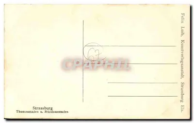 Strasbourg — widok katedry i kanału — wydawca Felix Luib, Strasbourg — Rewers