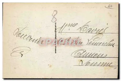 Strasbourg - Widok z lotu na Pałac Rohan i Katedrę — wydawca C.A.L. nr 197 — Rewers